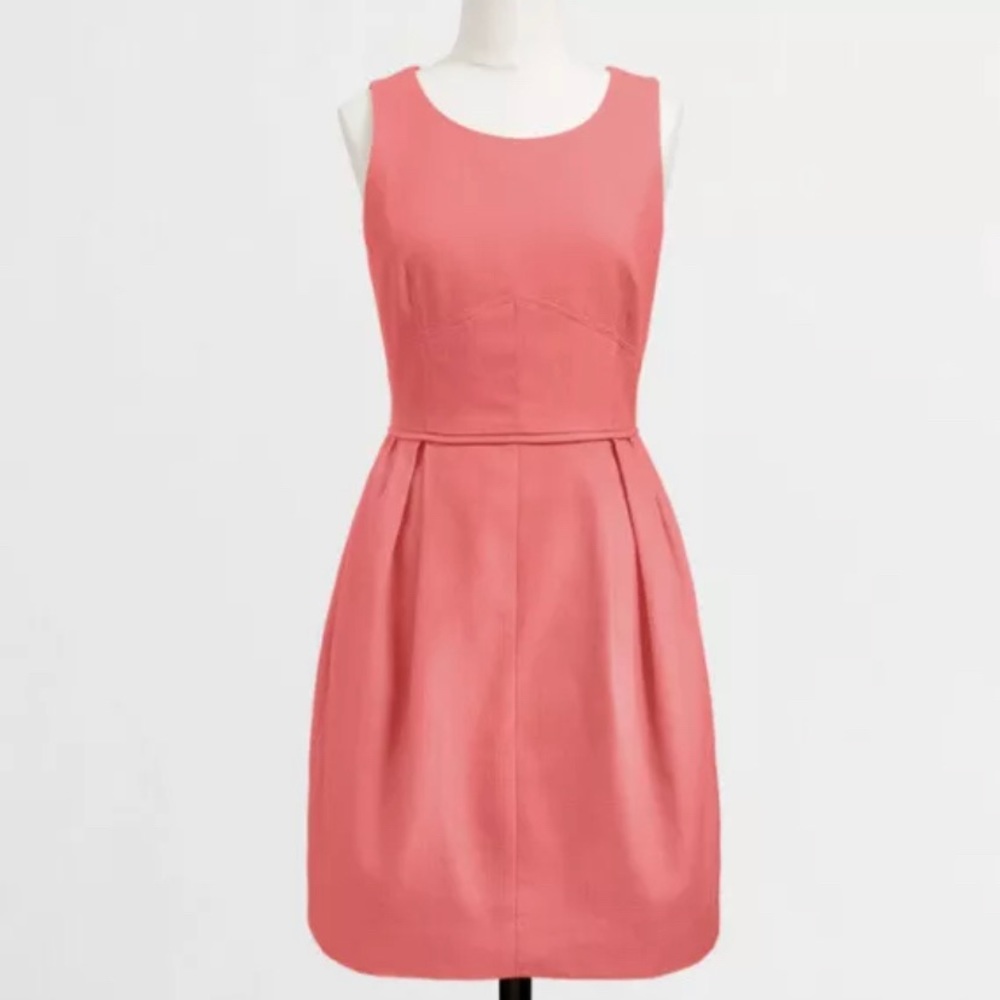 J. CREW Coral Pink Textured Cotton Dress Exposed Zip